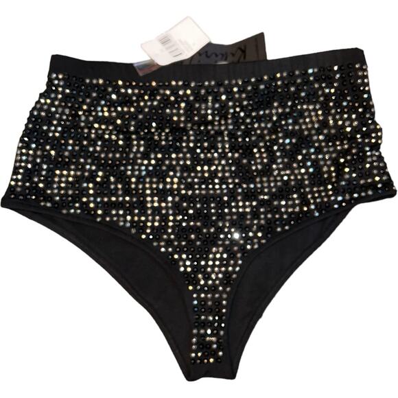 NWT Rhinestone Studded High Waist Hot Pants Bootie Shorts Size Med - Picture 2 of 15